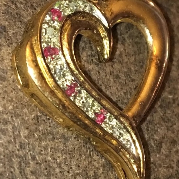Vintage Heart Pendant marked 925 w/Chain Necklace & Box - diamonds & rubies?? - Picture 2 of 16